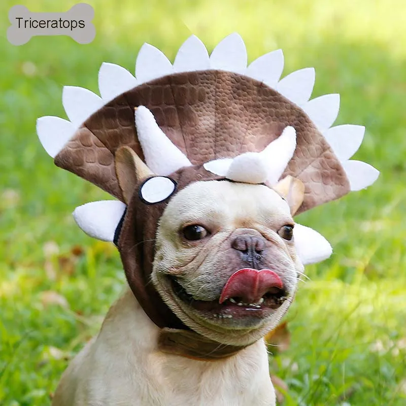 Triceratops динозавр дизайн собака шляпа для животных с бульдогом Косплей щенок