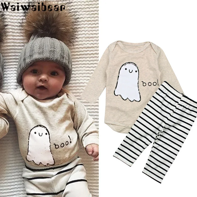 

Waiwaibear Hot Sale Baby Sets Newborn Baby Boys Clothes Infant Baby Rompers Tops+Striped Pants Leggings 2pcs Outfits Set