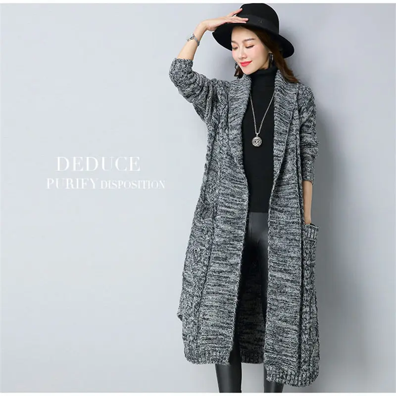 New Autumn Winter Sweater Coat Women Fashion Long Knitted Cardigan Female Large Size Thicken Irregular Sweater Jacket LQ376