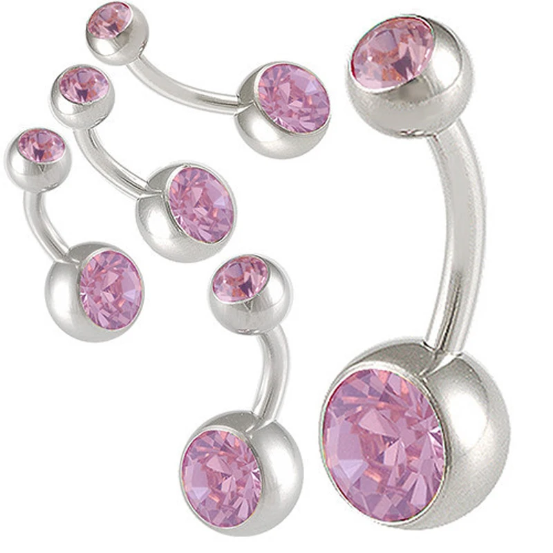 Free shipping Wholesale light purple crystals 14g Double Gem Body