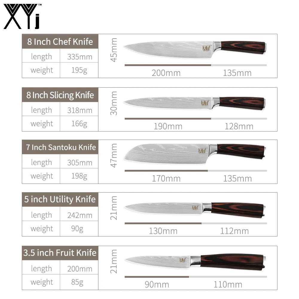 XYj дамасский нож из нержавеющей стали с узором 7CR17 цвет деревянная ручка шеф-повара нож подставка точилка бар заточка инструменты аксессуар
