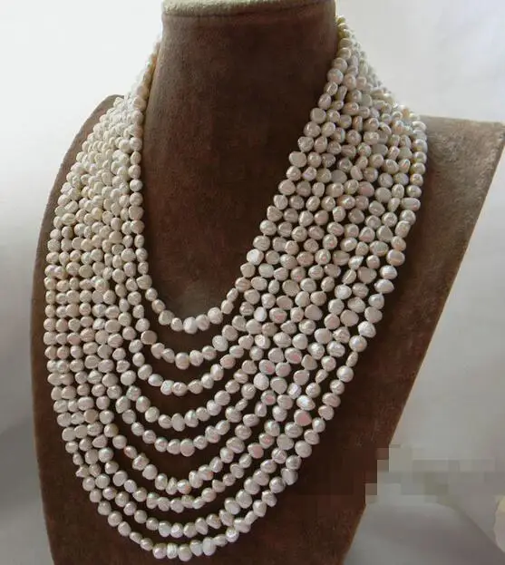 

9row 6 MM White Baroque Freshwater Pearl Necklace