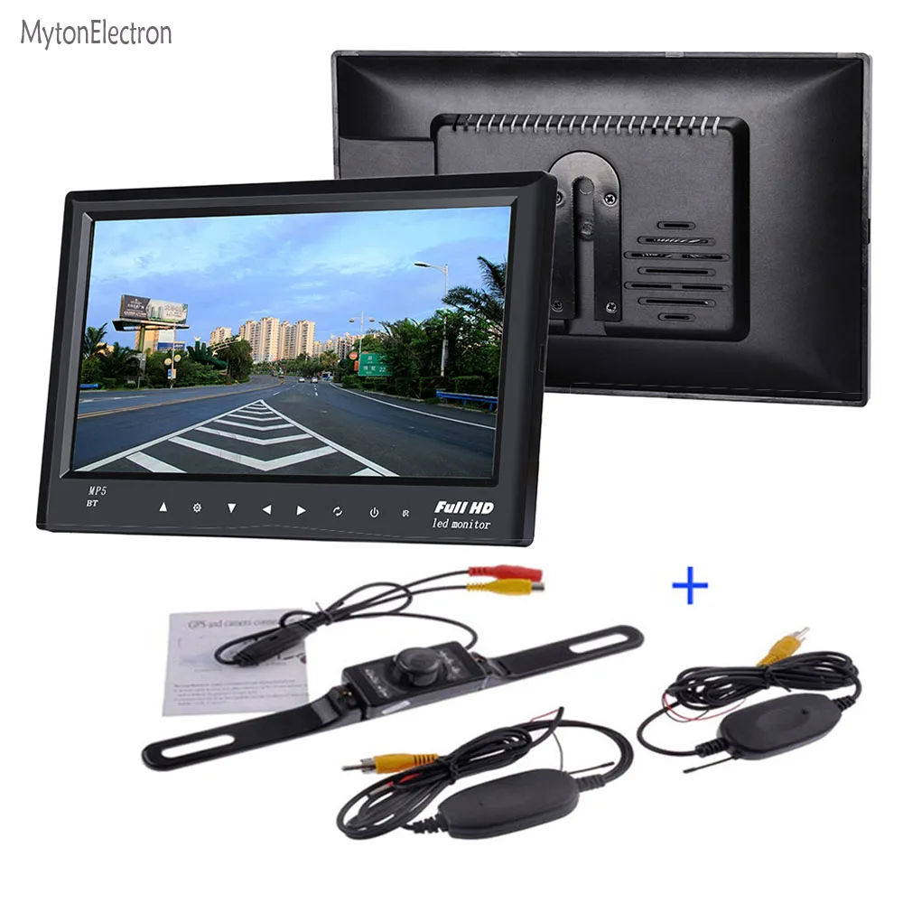 

Bluetooth LED Screen 7 inch Car / FPV Monitor with Mp5 TF USB + wireless Parking Reversing RearView License plate frame Camera