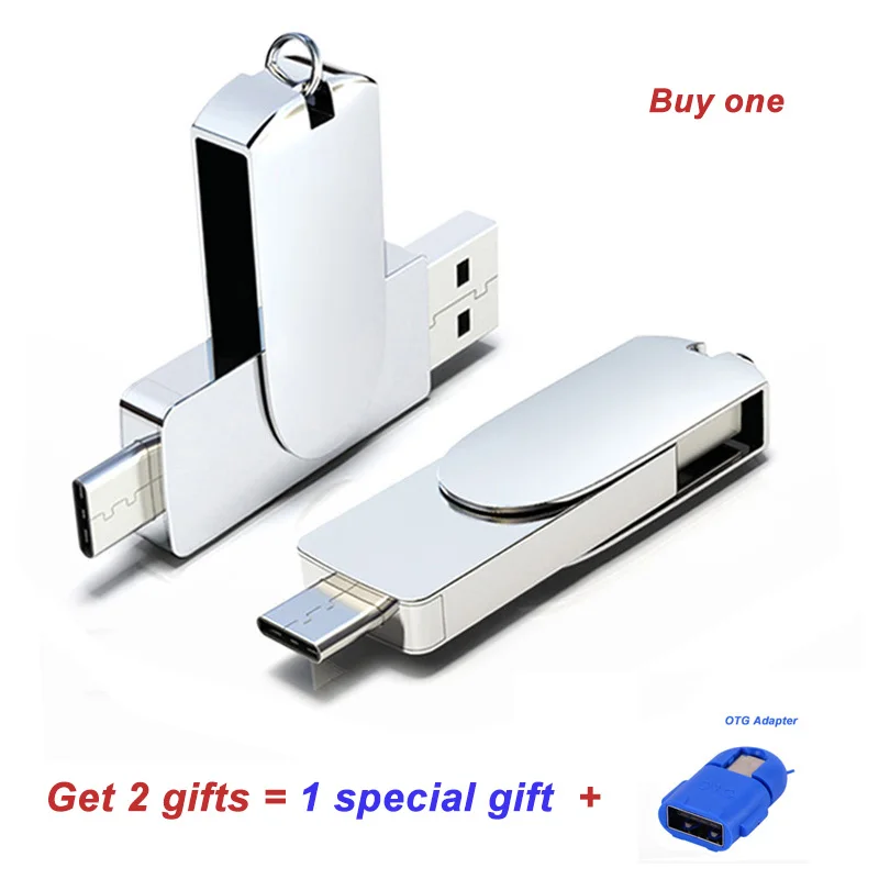 Metal Dual Type-C 3.1 Phone USB Flash Drive OTG 32G Pen Drive 3.0 For Laptop Desktop 32GB 64GB USB Pendrive For Type C Phone