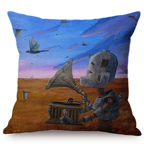 Cute Cartoon Robot Funny Cosplay Home Decoration Throw Pillow Case Kindergarten Children Like Car Sofa Chair Linen Cushion Cover M092-10