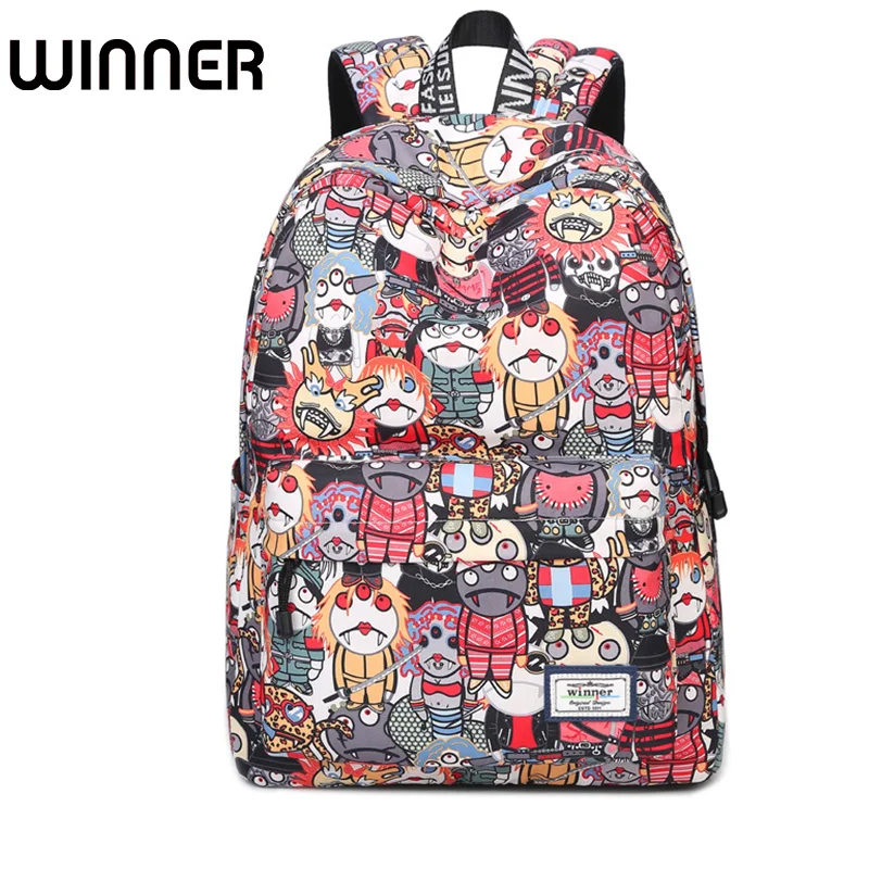 

Korean Style Cartoon Robot Waterproof Backpacks Female Printing Unique Design Casual Student Teens Book Bags