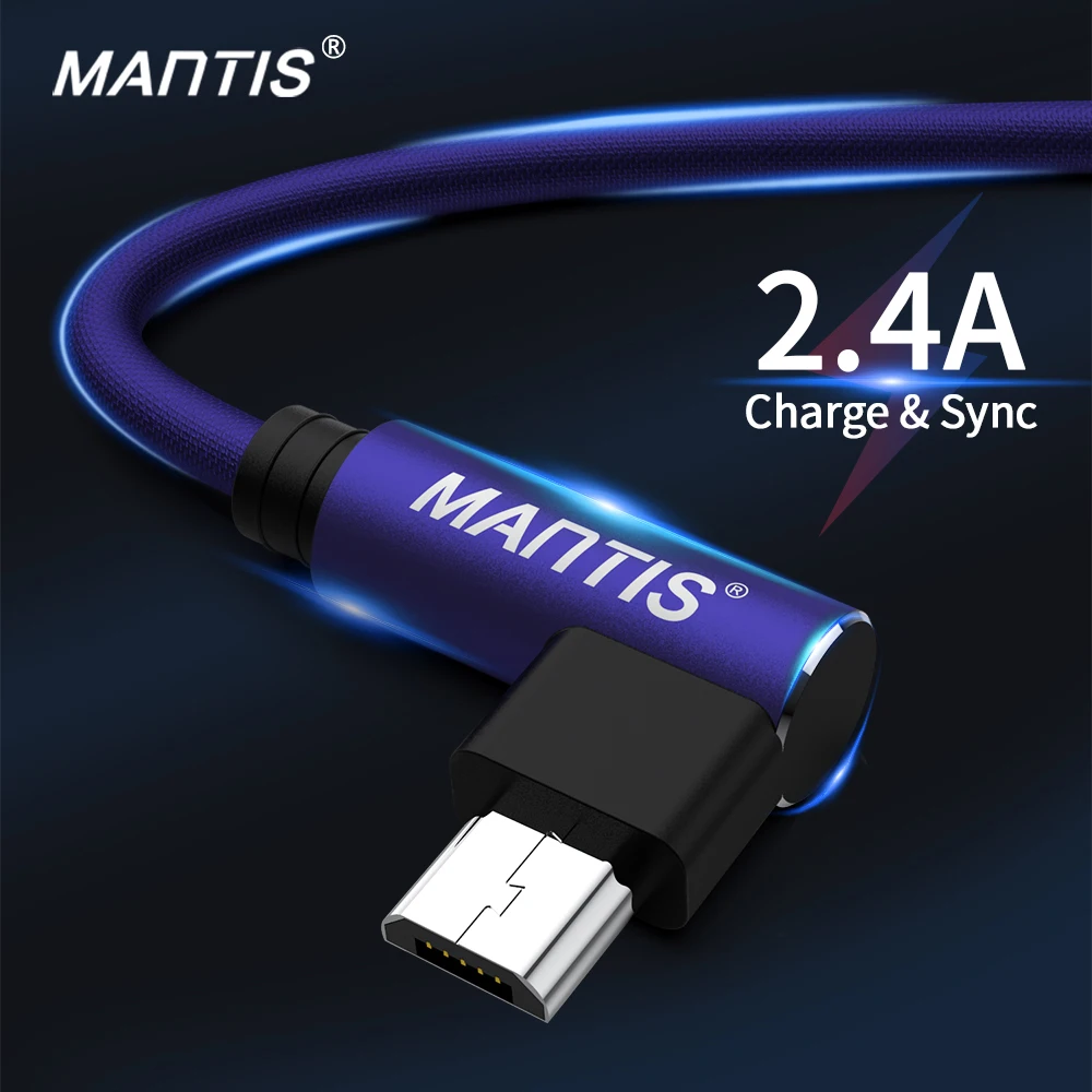 

MANTIS Micro USB Cable 3m 2m 1m 90 Degree Elbow Nylon Data Sync Fast Charging Usb Cable For Samsung Huawei Xiaomi Oneplus Redmi