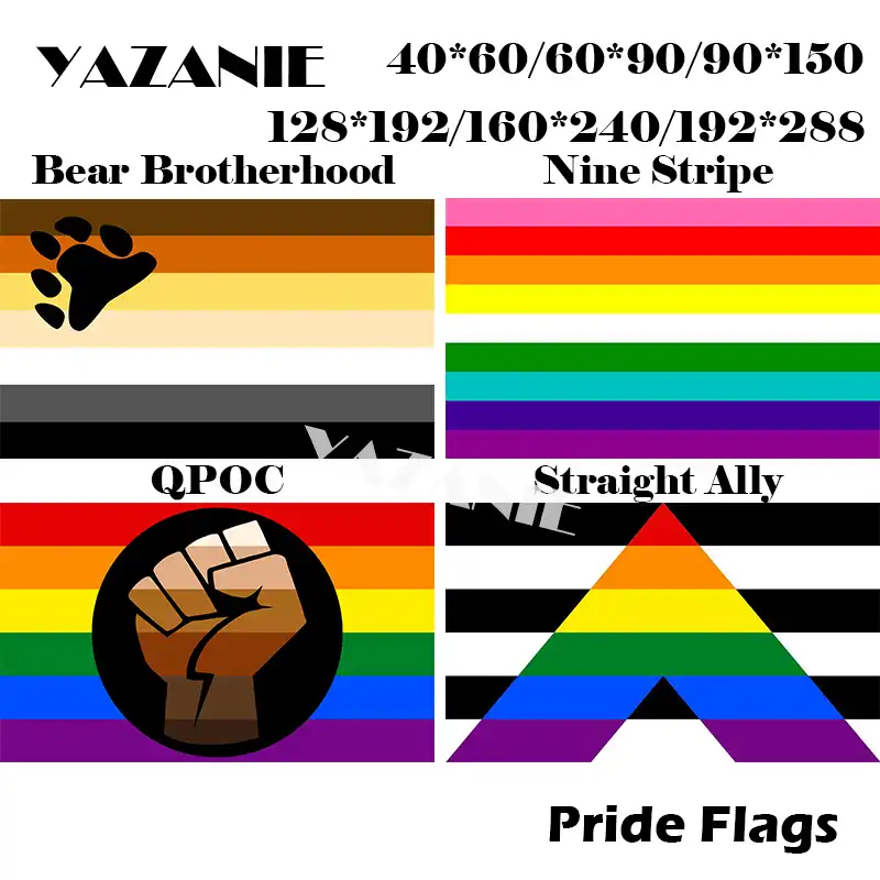YAZANIE LGBT Flag 128*192cm/160*240cm/192*288cm Lesbian Gay Bisexual Transgender Pride Flags and ...