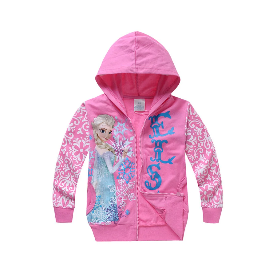 

New winter fashion sweater girls children zipper hooded Anna and Elsa long sleeved jacket gift