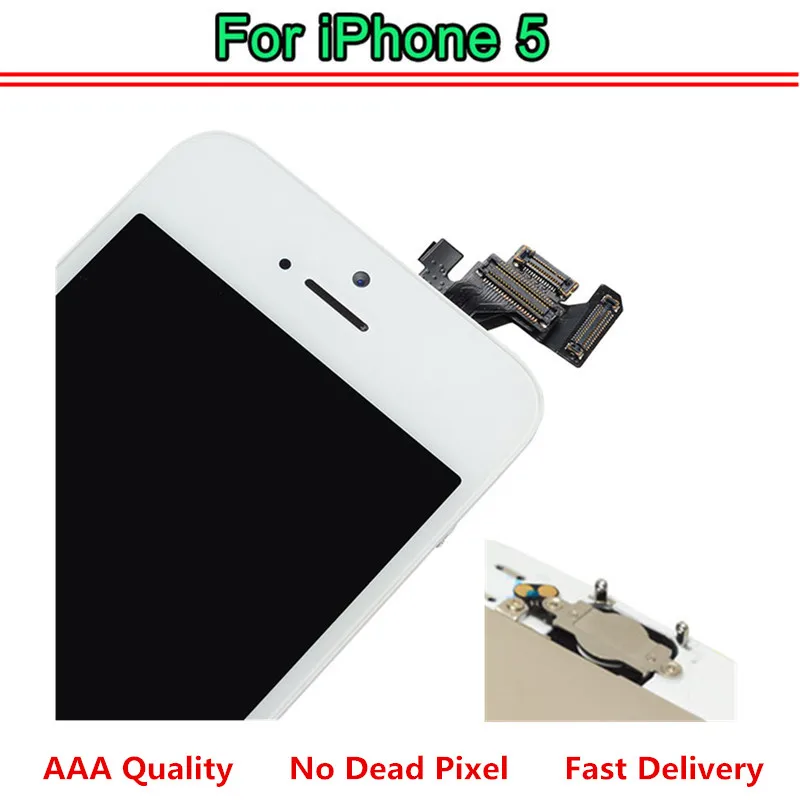 

10PCS Full Set Screen For iPhone 5 5G LCD Display Touch Screen Complete with Front Camera+Home Button+Speaker DHL Free Shipping