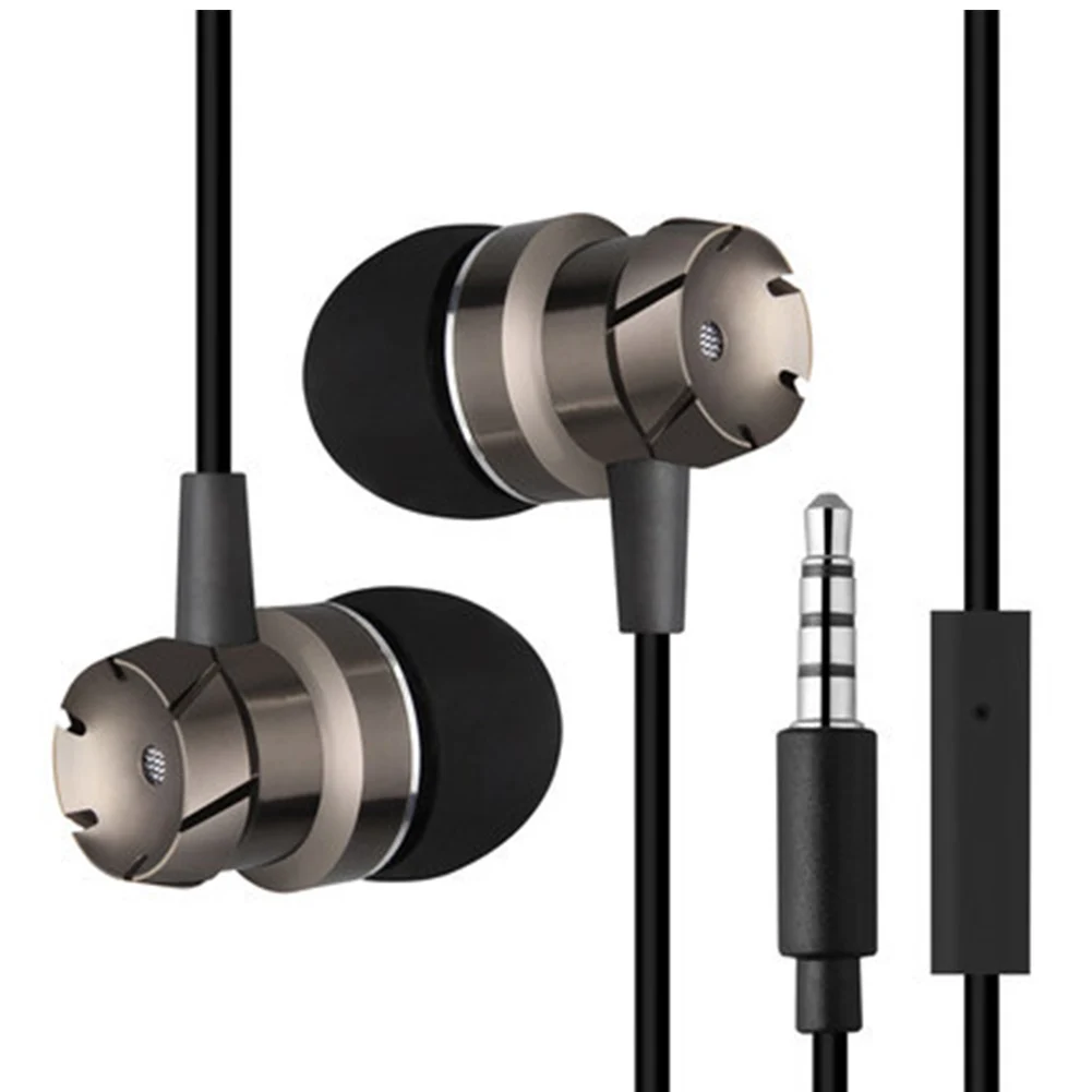

3.5mm Metal Phone Earphones Volume Control Auriculares Mic Player Headset for Android IOS PC Wired Player Earphone
