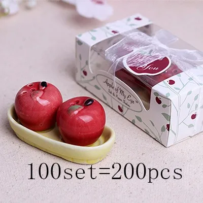 Verzending kerstcadeau Keramische Rode Apple Zout en Peper shaker feestartikelen 300 шт. = 150 Набор