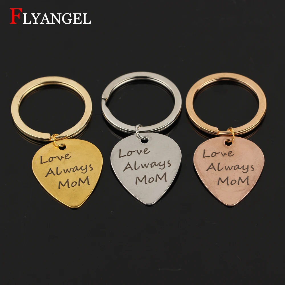 2018 модный брелок для гитары с ручной печатью Love Always MoM Heart Jewelry из нержавеющей