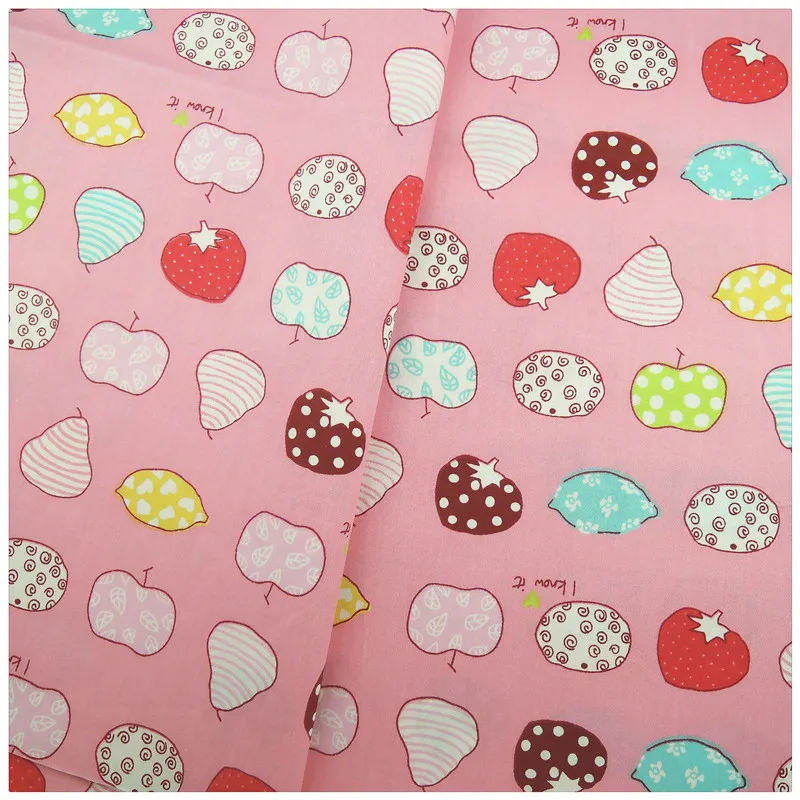 Pink Kinds of Fruit design cotton fabric baby bedding home textile DIY