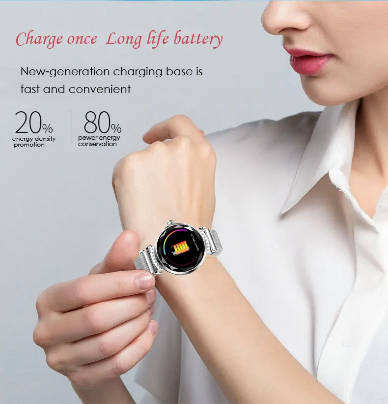LEMFO H2 Роскошные Смарт-часы для женщин водонепроницаемый Дамская мода Smartwatch фитнес-трекер для измерения сердечного ритма для Android IOS телефон подарок H1