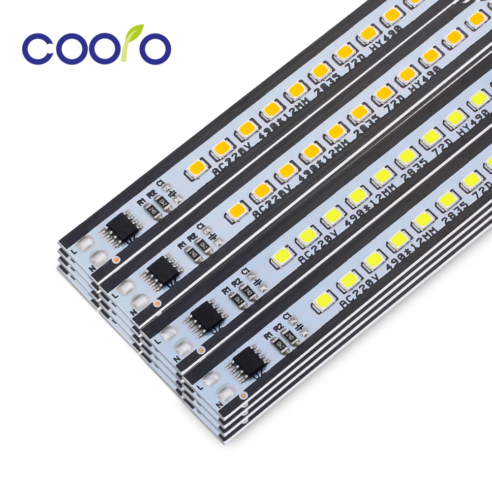 SMD2835 عالية السطوع الصمام شريط ضوء AC220V 49 سنتيمتر LED الصلب قطاع أضواء ل خزائن المطبخ المنزل الإضاءة 20 قطعة/الوحدة