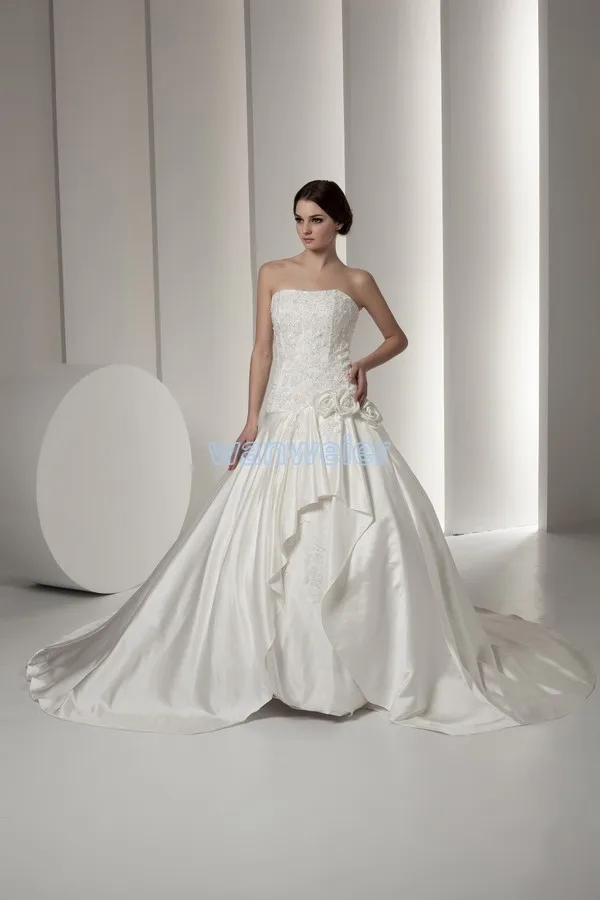

free shipping bridal dresses 2016 luxury new custom size/color bridal gown handmade roses flowers actual a line wedding dresses