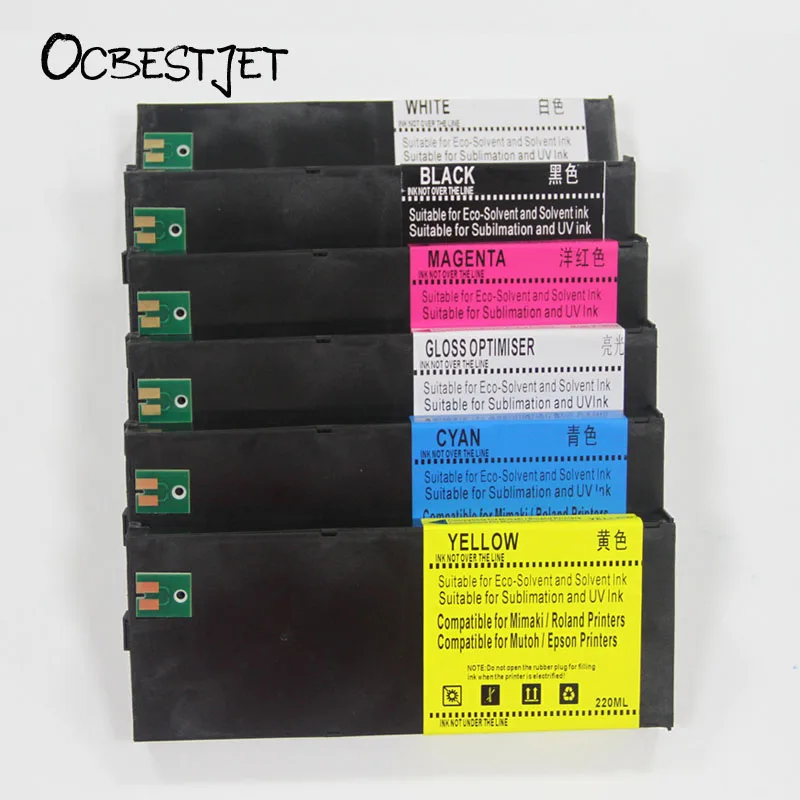 Ink Cartridge Inkjet Ink Cartridge ECO UV Ink Cartridge Full With 220ML UV Ink For Roland LEF-300 LEF-20 LEF-12 LEJ-640 LEC-540 LEC-330 7 Colors Available