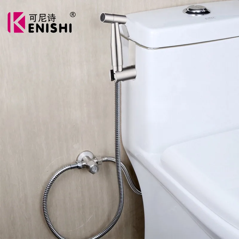 KENISHI 2 функции 2-полосный распылитель биде из нержавеющей стали для туалета смывной распылитель биде туалетное крепление матовый никель