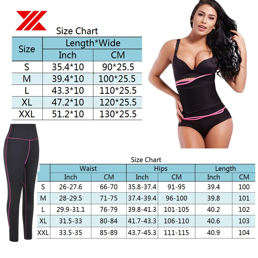 HEXIN Women Sweating Belt with Pants Waist Cincher Shaper Sauna Fat Burning Belt Slimming Tummy Control Workout Enhancer