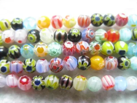 Fios + Pulseira Contas de Vidro-arco-íris-300 + Contas Frete Grátis! Redonda Millefiori Lampwork – 3 Brincos Acessórios a4 4mm