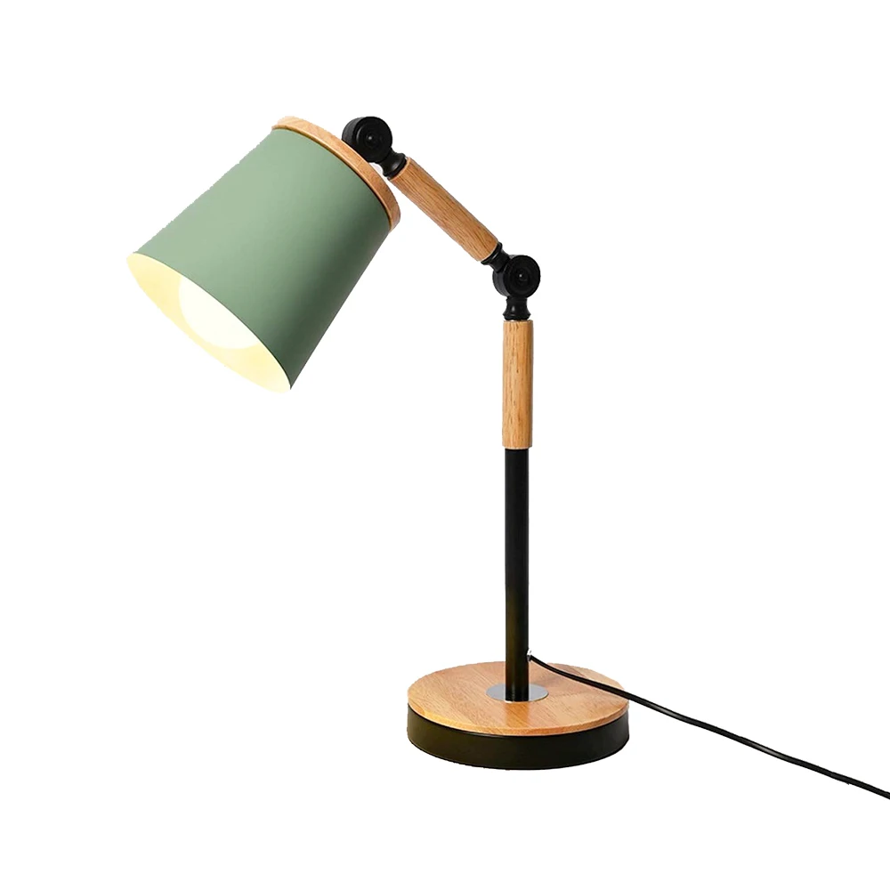 

Table Desk Lamp E27 Base LED Wood Wrought Iron Macarons Study Work Eye Protection Kids Decorative Lighting for Home Living Room