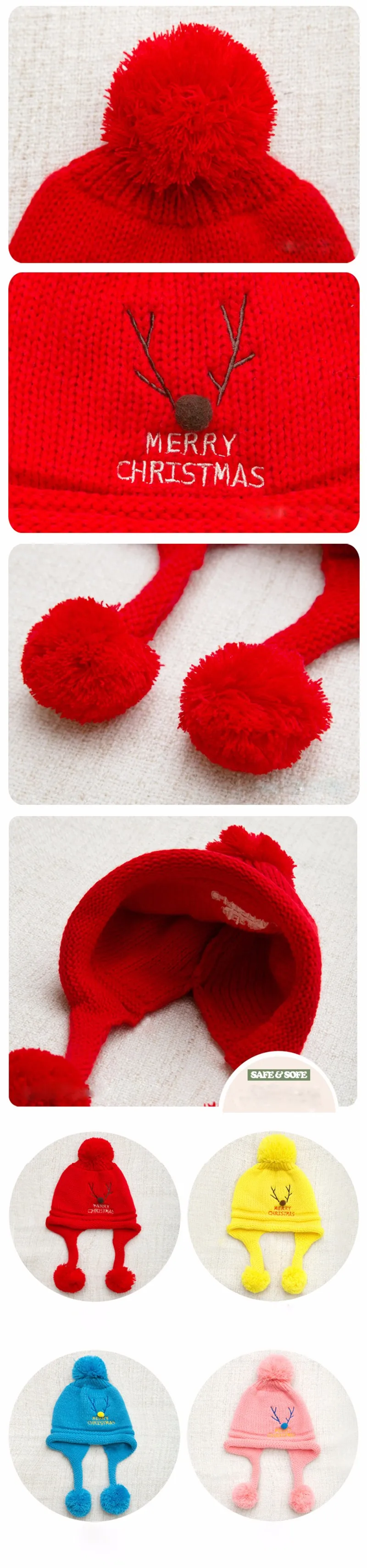 Solid Baby Hat Winter Cotton Infant Caps Boys Beanies With Pompom Crochet Warm Girls Hats Deer Unisex Headgear Baby Photo Shoot (12)