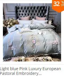 Flash Deal Champagne Blue White Luxury Royal Embroidery 100S Egyptian Cotton Palace Bedding Set Duvet Cover Bed sheet/Linen Pillowcases 3