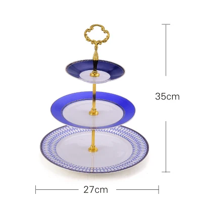 3 слоя торт стенд или 2-слой фруктов лоток костяного фарфора плиты торт стенд Керамика десерт конфеты лоток - Цвет: H