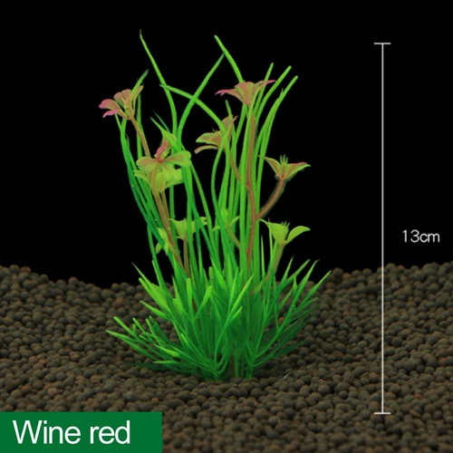 Искусственные аквариумные растения, водные Зеленые растения, аквариумные рыбки, украшение аквариума 13 см, высота, украшение аквариума - Цвет: Wine red