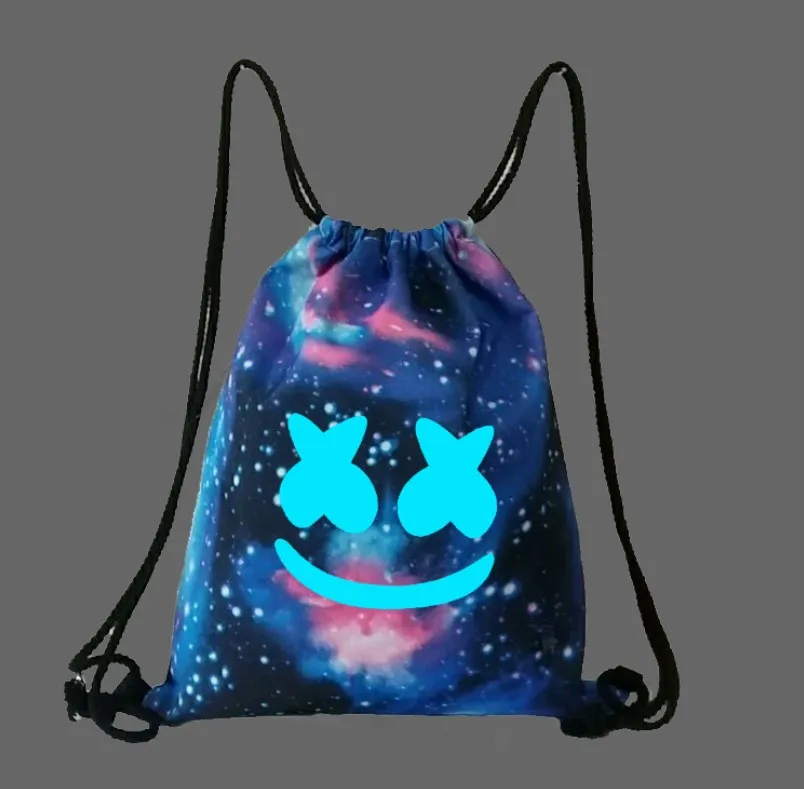 

DJ Galaxy Luminous Canvas Drawstring Bag Traveling Casual Beach Sport Glow in Dark Drawstring Backpack BAG