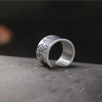 

999 Silver Buddha Ring Om Mani Padme Hum Fashion Original S999 Sterling Silver Rings for Women Men Jewelry