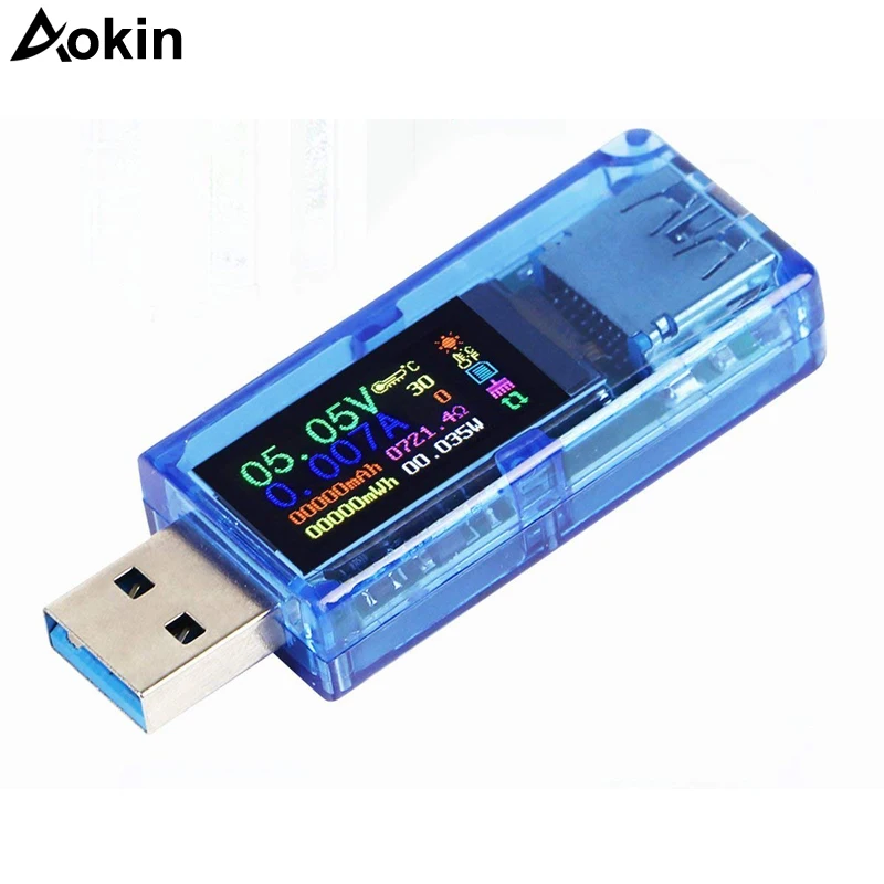 

USB 3.0 Tester USB Power Meter Voltage Tester Multimeter USB Current Meter Tester IPS Color Display Voltmeter Ammeter