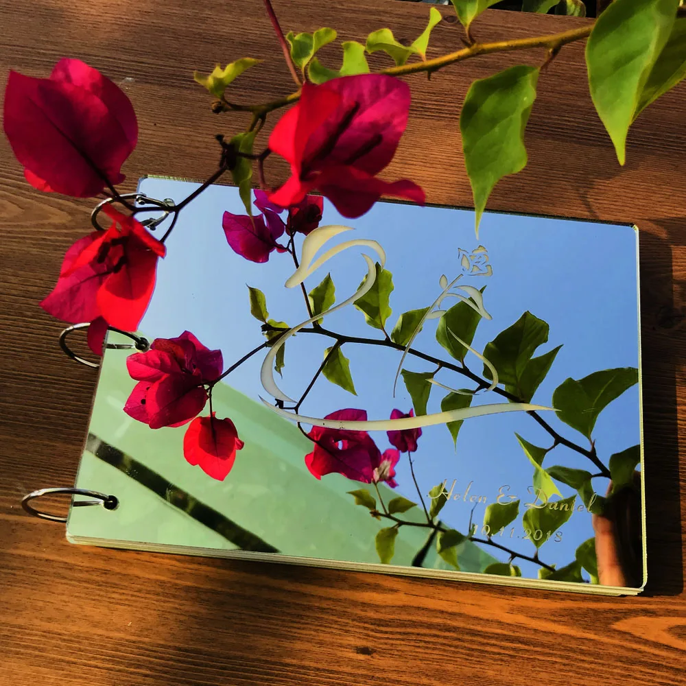Personalized Wedding GuestBook A5 Size Mirror Silver Gold Wedding Gift Wedding Reception Book Custom Name Guest Book (3)