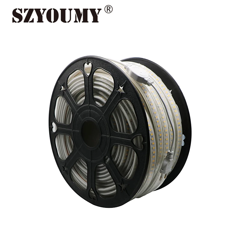 buy SZYOUMY IP67 LED Strip 220V 5730 120 LED M Waterproof Flexible Lamp With EU Plug Warm Cold White Outdoor Indoor Decoration