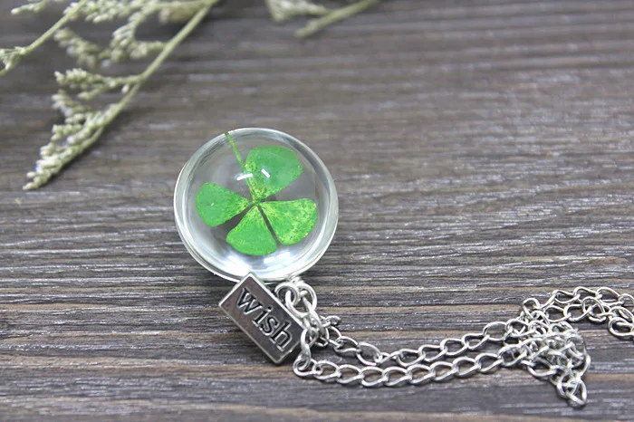 Ожерелье SUTEYI Lucky Clover Glass ожерелье с сушеными цветами натуральный шар подвеска
