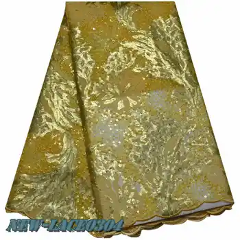 

5 Yards sequins African Lace Fabric High Quality beaded African Organza Lace Fabric For Nigerian Wedding Dress MXO004