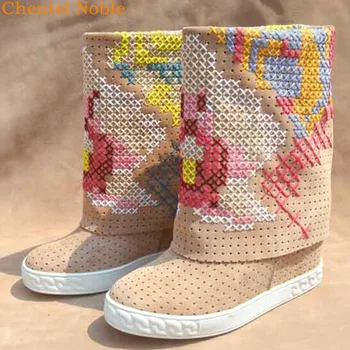 

2019 Brand Cross Stitch Ladies Designer Platform Shoes Women High Heels Fashion Woman Shoes Increase Within Thick 35-41 Size