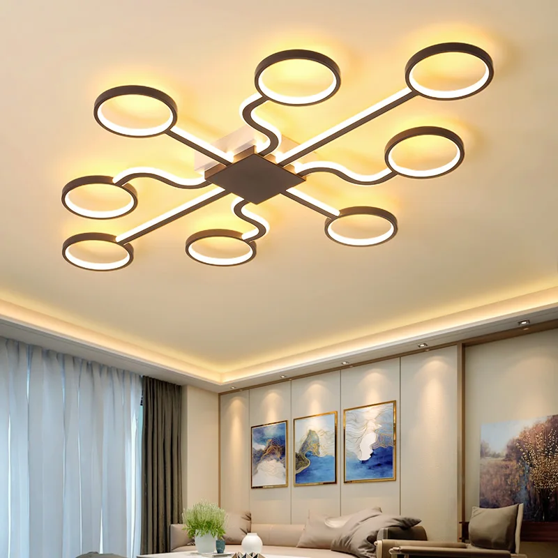 

Creative geometric art led ceiling lamp for living room bedroom study balcony remote control dimming modern ceiling lights