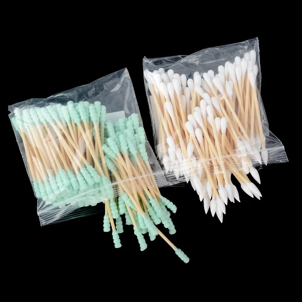 100pcs Wooden Double Tip Remover Cotton Swabs Buds Unique Design For Kids Wood Sticks Nose Ears Cleaning Health Care Tools