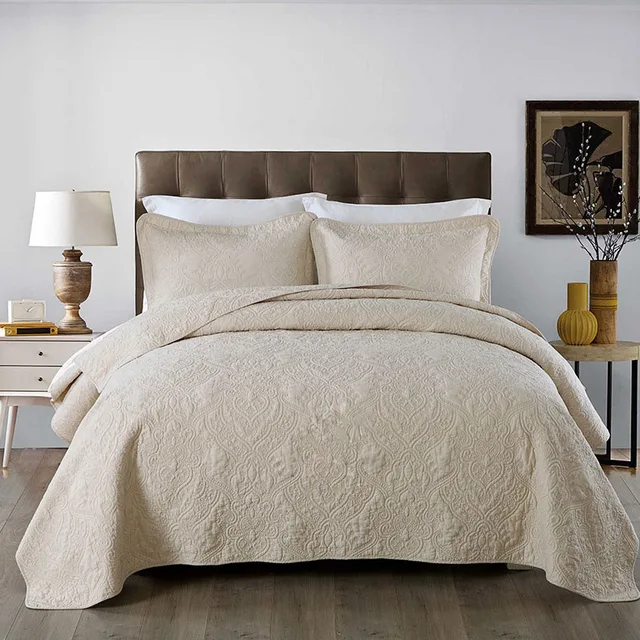 chausub quality beige quilt set 3pcs 100 cotton quilts quilted beige sheets