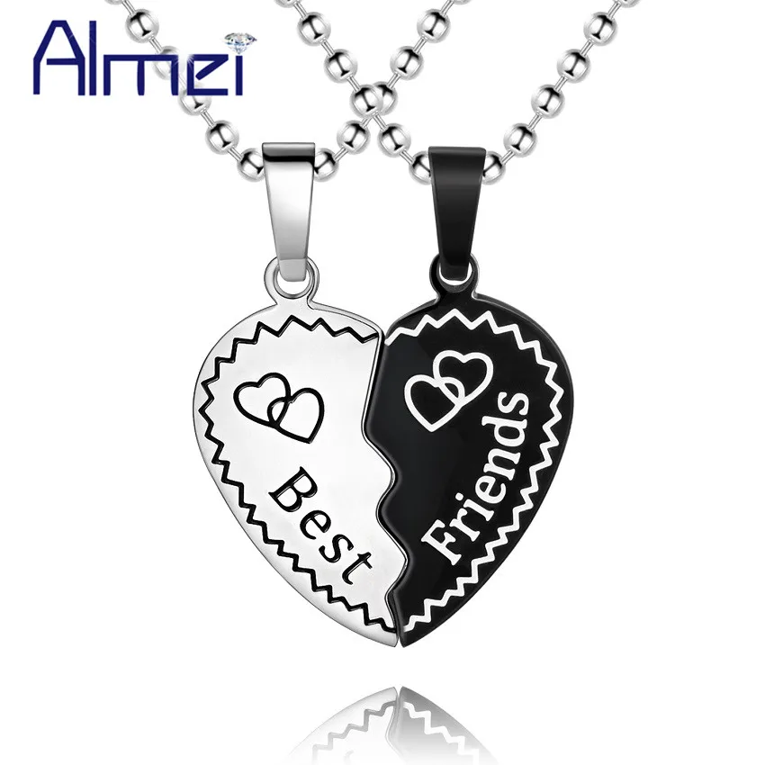 Парные ожерелья из нержавеющей стали Almei 5% набор черных мужских ожерелий парные