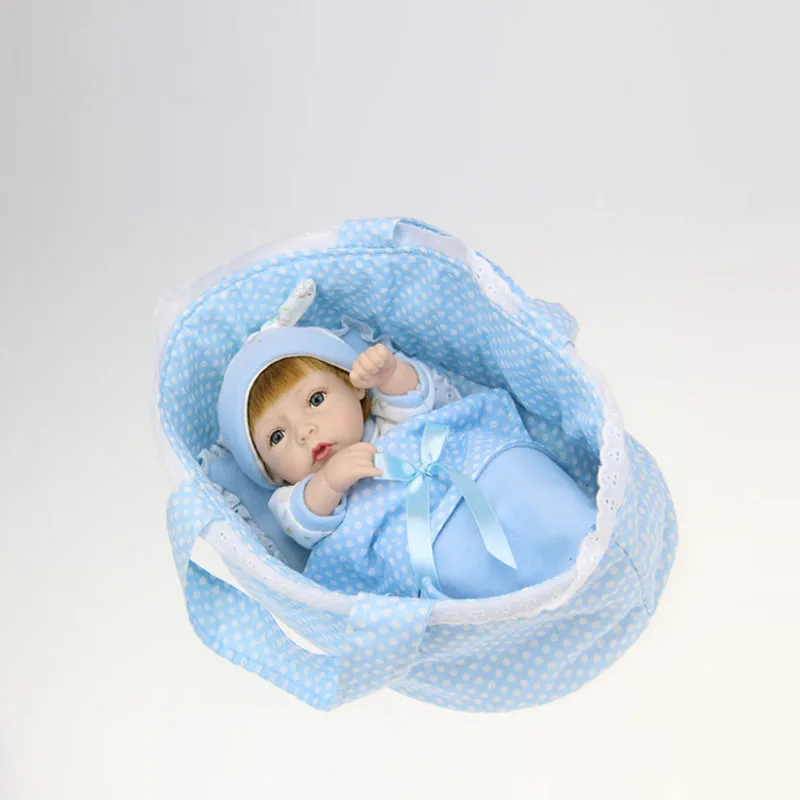 Hot 28cm Lovely Bebe Reborn Doll Toy Gift for Kids Child Girl Silicone Newborn Babies With A pillow, a quilt, a small cloth bag 22 full silicone reborn baby dolls realistic bebe girl reborn pink dress rooted smooth hair child doll gift alive bonecas rebor