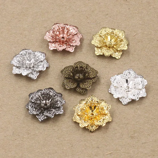 16*5MM Three layers 3D metal filigree jewelry findings, bronze filigree