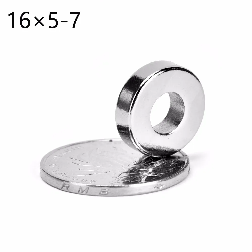 

2pcs 16 x 5 mm Hole: 7mm N50 Super Strong Round Neodymium Countersunk Ring Magnets Rare Earth 16*5 hole 6.8mm