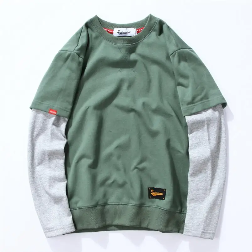 Hyweacvar Men's Fake 2 Piece Layered Pullover High Street