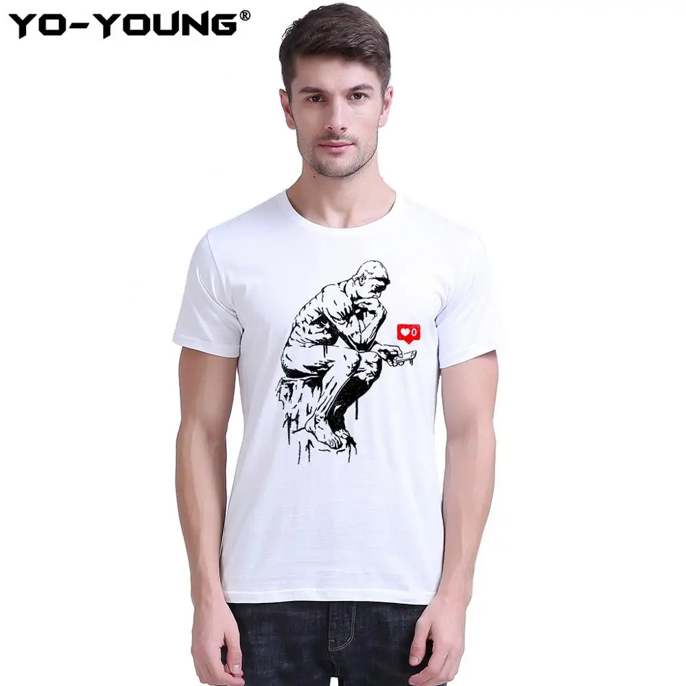 

Yo-Young Men T-shirts Funny PROCRASTINATOR Thinker Print 100% 180 gsm Combed Cotton Casual Men Summer Top Tees Customized