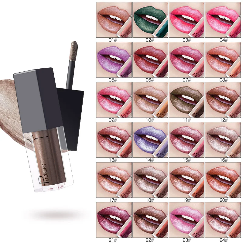 Pudaier Metallic Lipstick Lips Makeup Long Lasting Pigment Gold Liquid Velvet Metal Lipgloss |