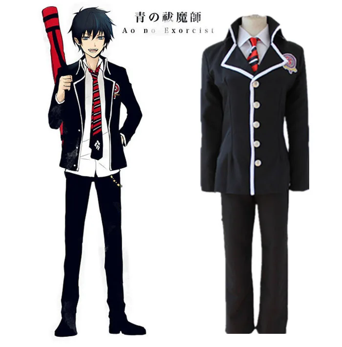 

Anime Ao no Exorcist Blue Exorcist Okumura Rin Okumura Yukio Cosplay Costume Full Set School Uniform ( Jacket + Pants + Tie )