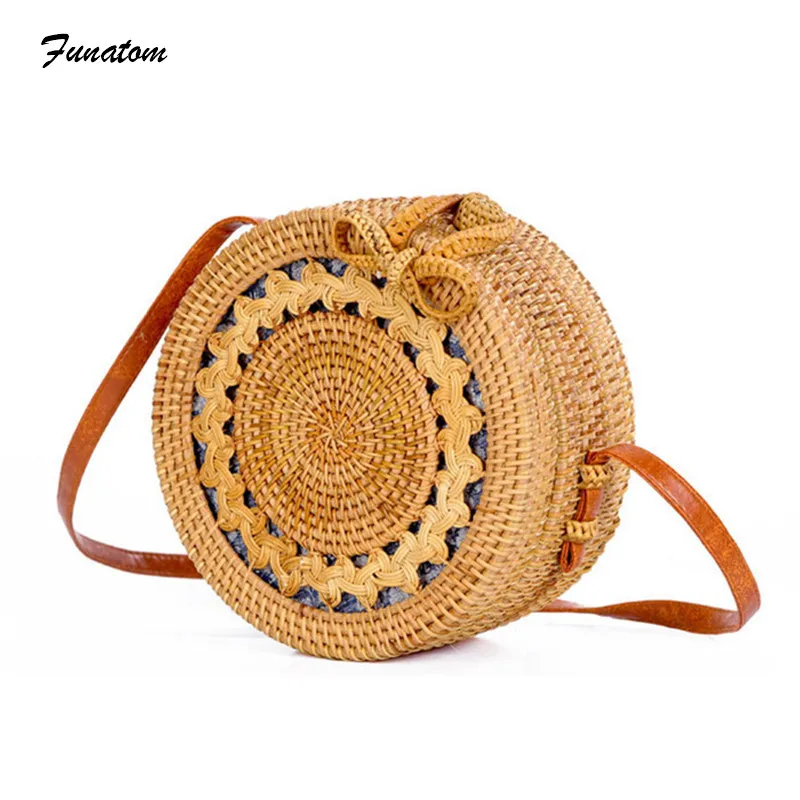 2018 Luxury Designer Women Round Rattan bag Summer Straw Bag Travel